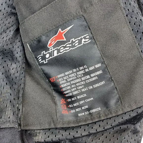 ALPINESTARS Jacket Adult XL White Black Spell Out Motorcycle Full Zip w/ Armour - Picture 10 of 14